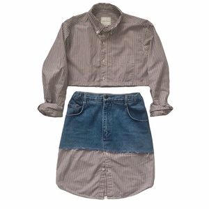 Two piece set (blouse jean skirt reconstructed)